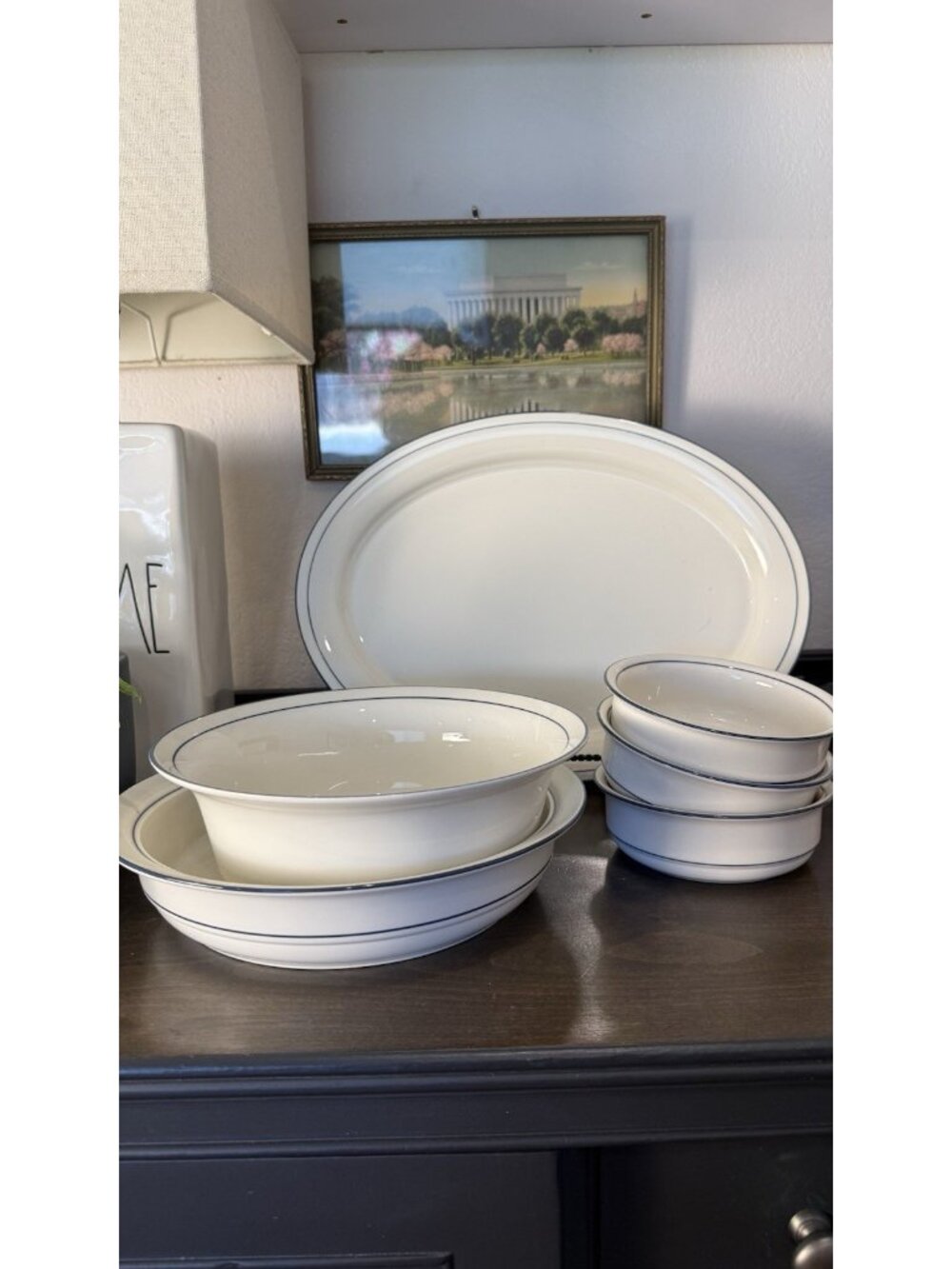 Vintage LENOX For The Blue Pattern Stoneware 6 Piece Set